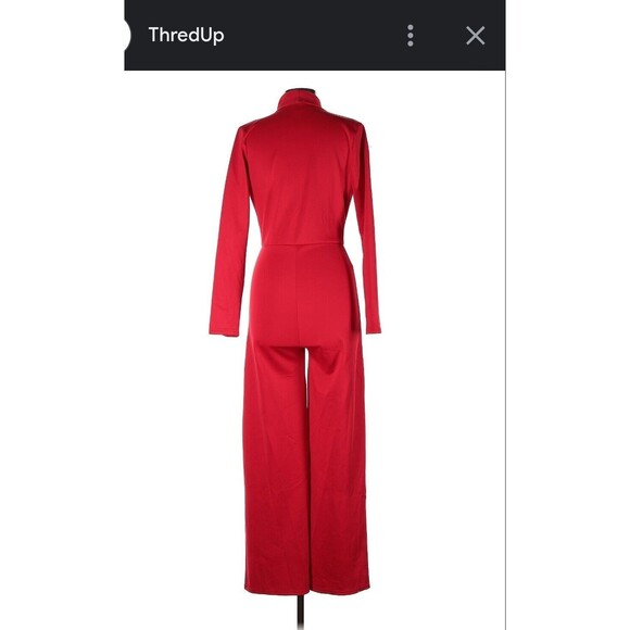 Red Jumpsuit Pants Set By DAISY Vintage Retro Sexy Club Stretchy Glam - Picture 2 of 12